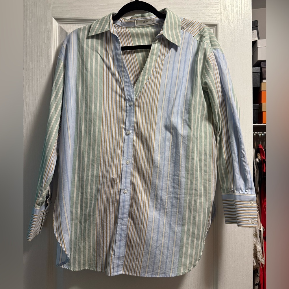 Mango Women’s Multicolor Striped Button-Down Shirt